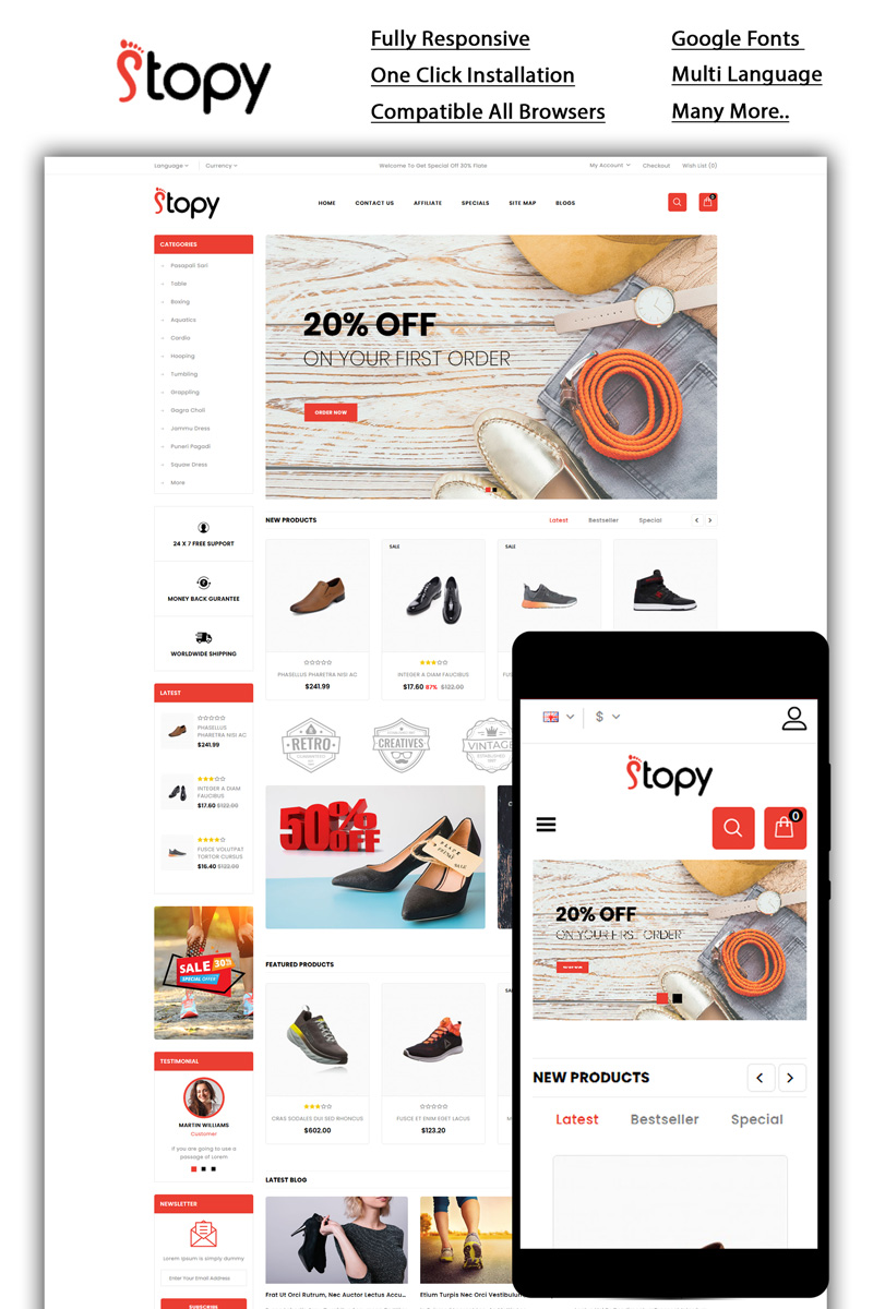 "Stopy - Shoes Store" Responsive OpenCart Template №86077 - screenshot