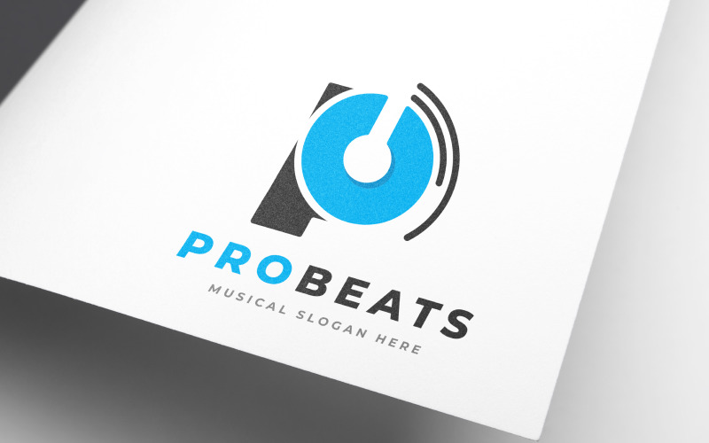 Letter P Pro Beats - Headphones Music Logo Design Logo Template
