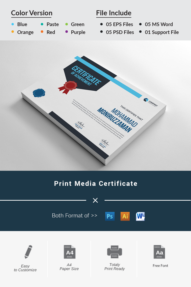 Print Media Certificate Template #86153 - skärmbild