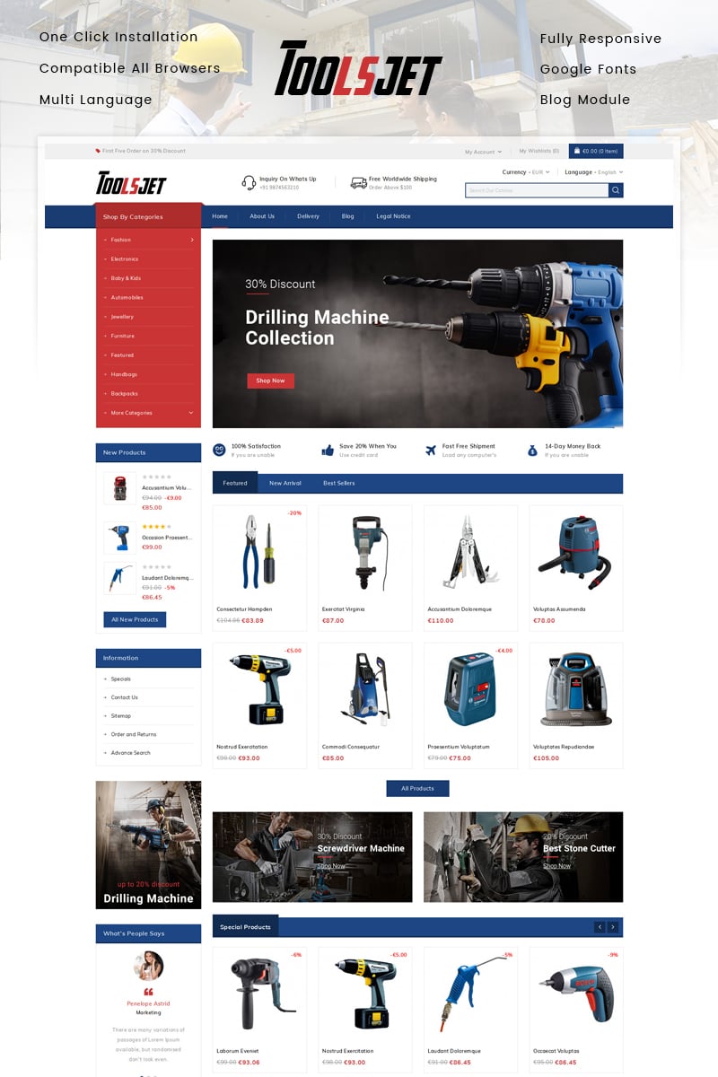 Responsive Toolsjet - Hardware Store Prestashop #86161 - Ekran resmi