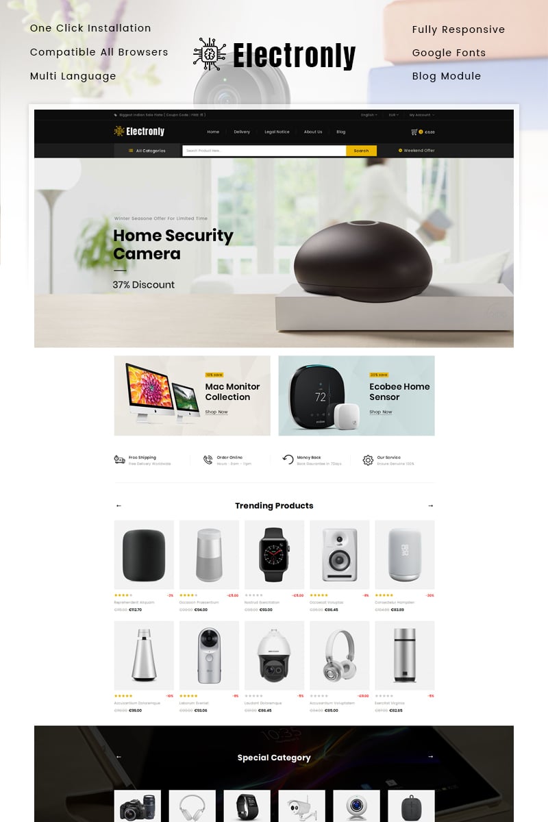 Responsywny szablon PrestaShop Electronly - Digital Store #86120