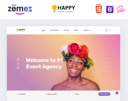 Happy - Event Agency HTML Landing Page Template
