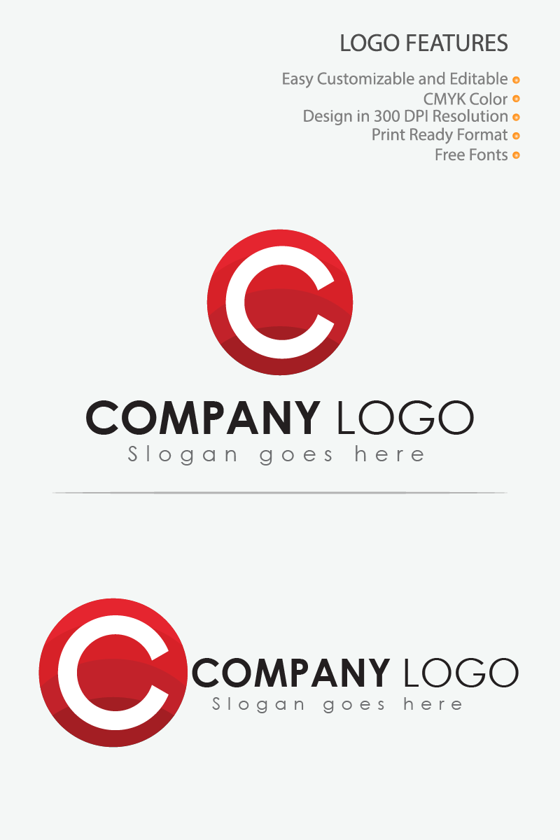 Round C Letter Logo Template
