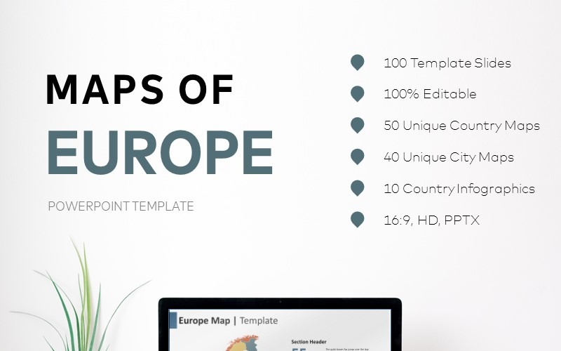 Maps of Europe PowerPoint template PowerPoint Template