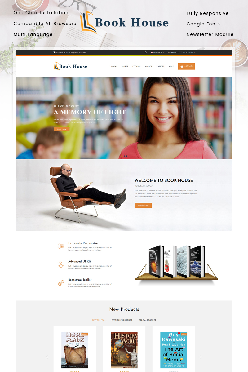 Modello OpenCart Responsive #86222 "Book House" - screenshot