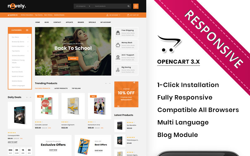 Novely: The Ultimate Opencart Theme for Your Online Bookstore OpenCart Template