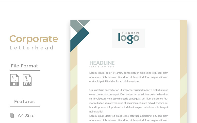 One Color Letterhead Design - Corporate Identity Template