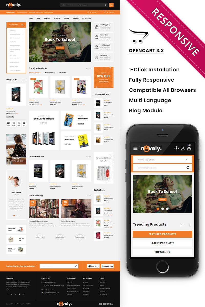 Responzivní OpenCart šablona "Novely - The Book Store" #86294 - screenshot