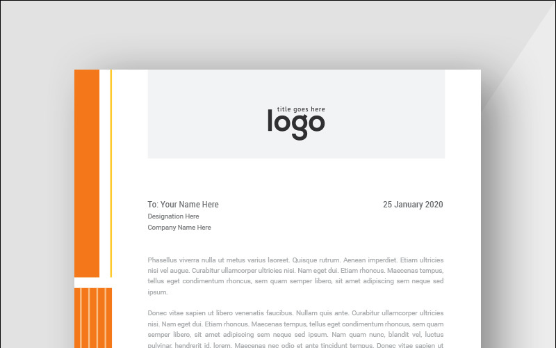 Yellow Simple Letterhead Design - Corporate Identity Template