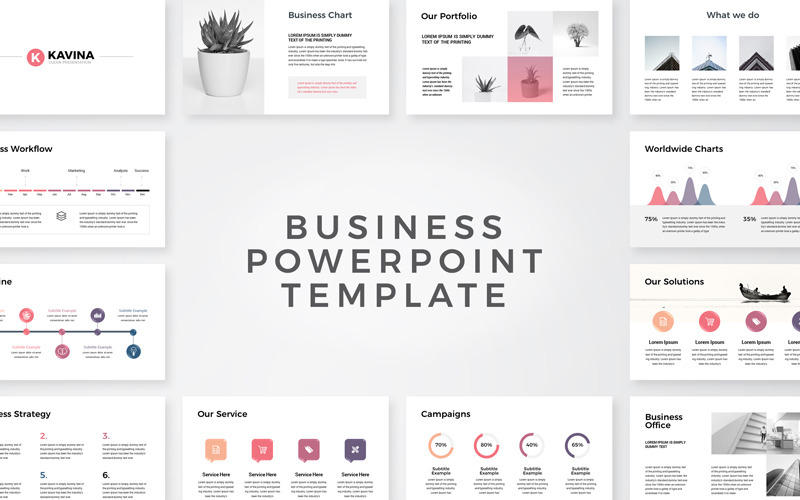 Kavina - Modern Clean Business PowerPoint template PowerPoint Template