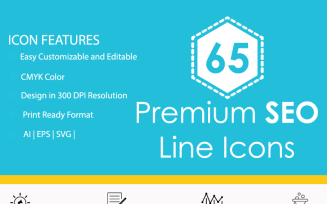 65 Premium SEO Line Icon Set