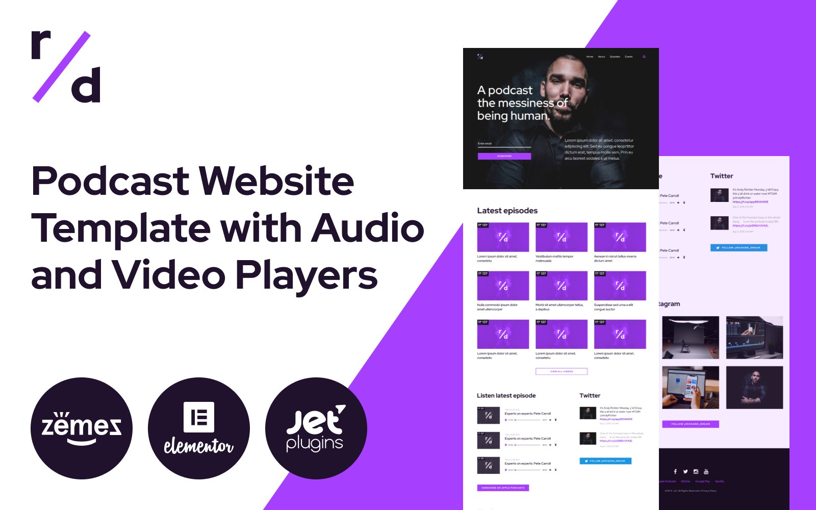 Richard Dream Podcast Website Template with Audio and Video Players