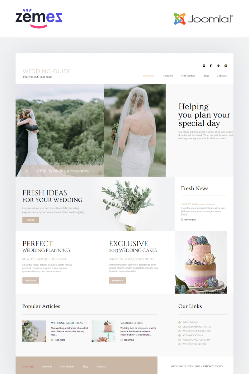 Plantilla Joomla Elegante De Varias Paginas Del Planificador De Bodas Crear Pagina Web Planificador De Bodas Plantilla