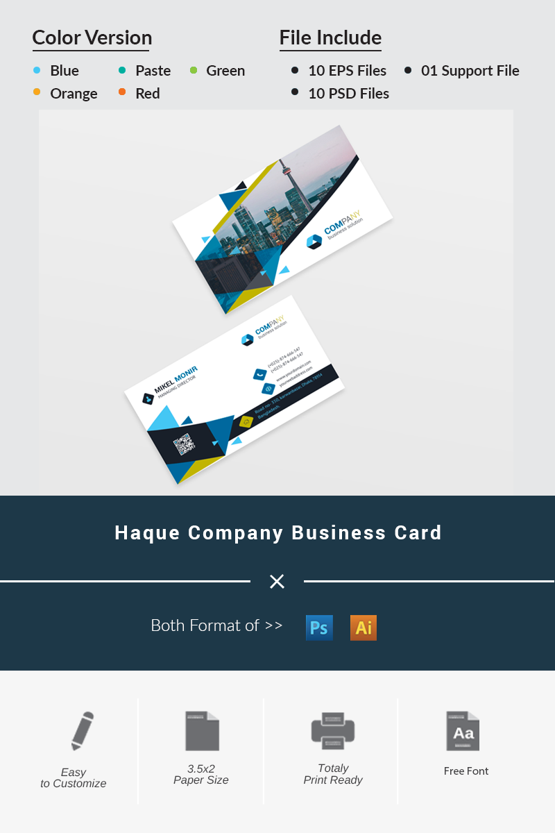 Haque Company Business Card - Corporate Identity Template