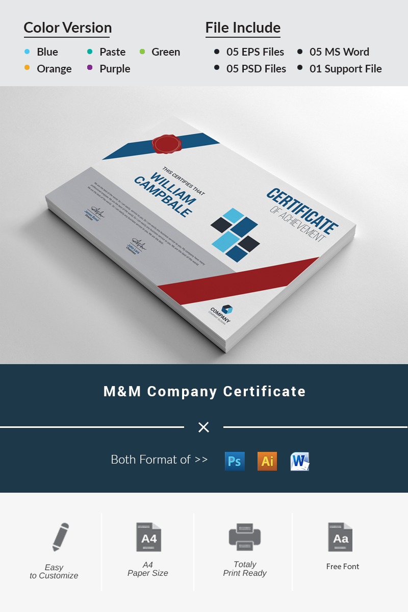 M&M Company Certificate Template