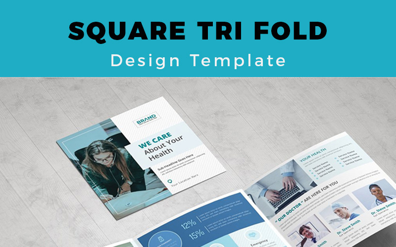 Vallen Medical & Hospital Square Trifold Brochure - Corporate Identity Template