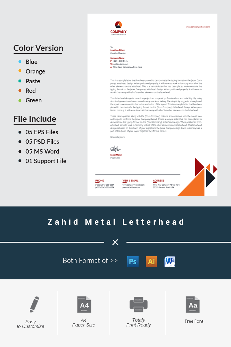 Zahid Metal Letterhead - Corporate Identity Template