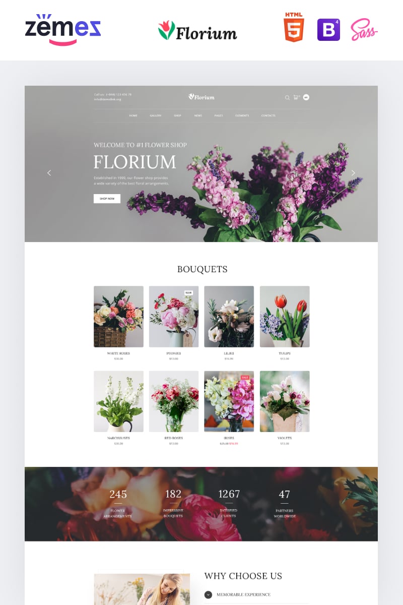 Plantilla Web "Florium - Flower Store Modern Multipage HTML" #86751