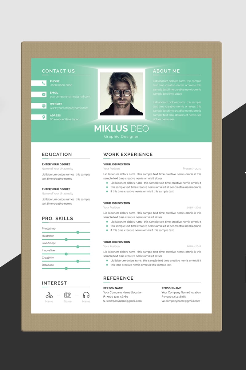 Download Miklus Deo Word Resume Template - Резюме на тему графика