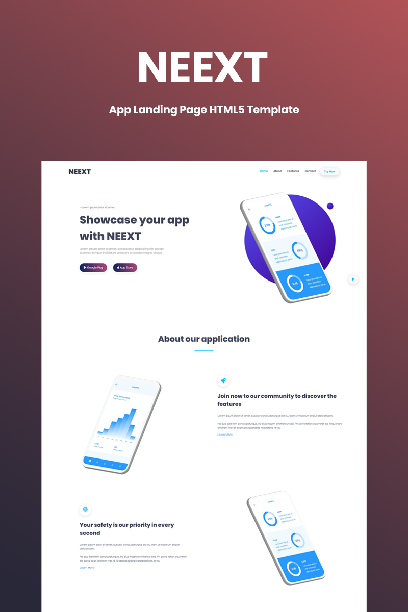 Neext - App  HTML5 Landing Page Template