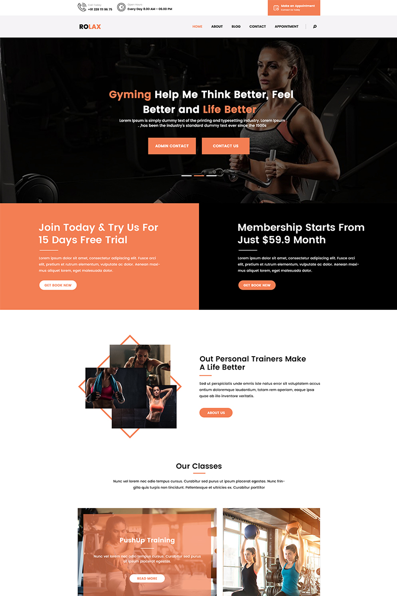 Responsive Rolax - Gym and Fitness Psd #86864 - Ekran resmi