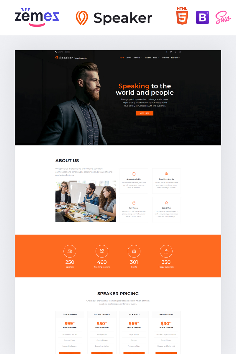 Responsive Speaker - Event Planner Multipage Creative HTML Web Sitesi #86898