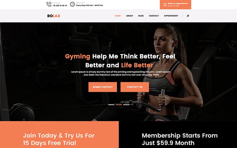 Rolax - Gym and Fitness PSD Template