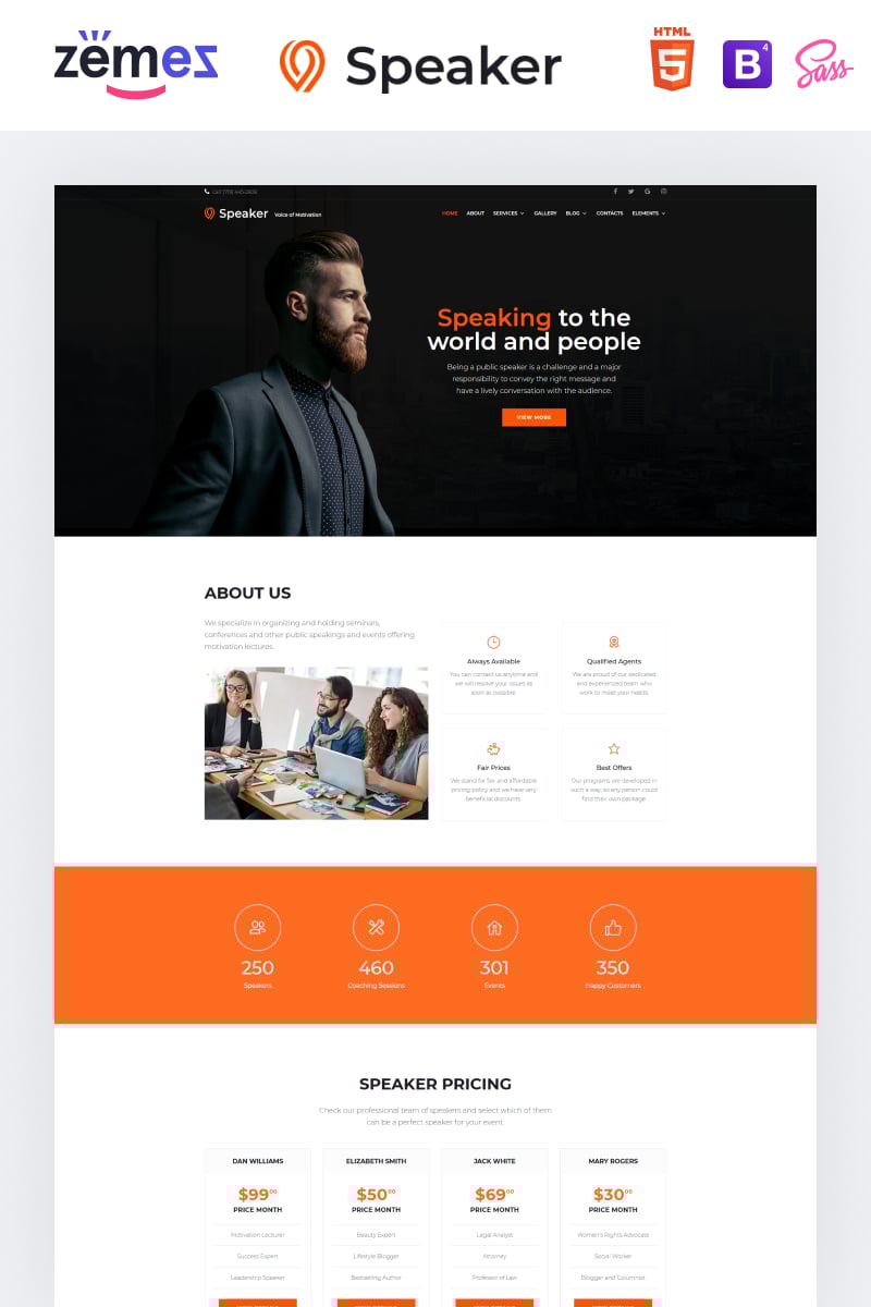 Website Vorlage namens "Speaker - Event Planner Multipage Creative HTML" #86898