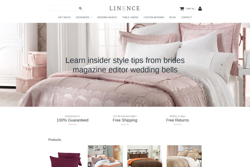 Bedding site Template for Linens Store MotoCMS