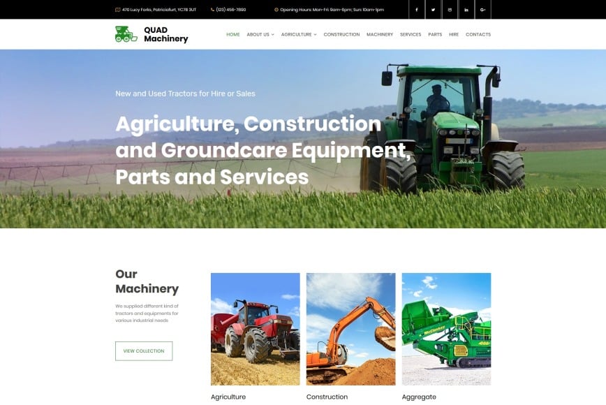 Tractor site Template for Farming & Machinery Rental MotoCMS