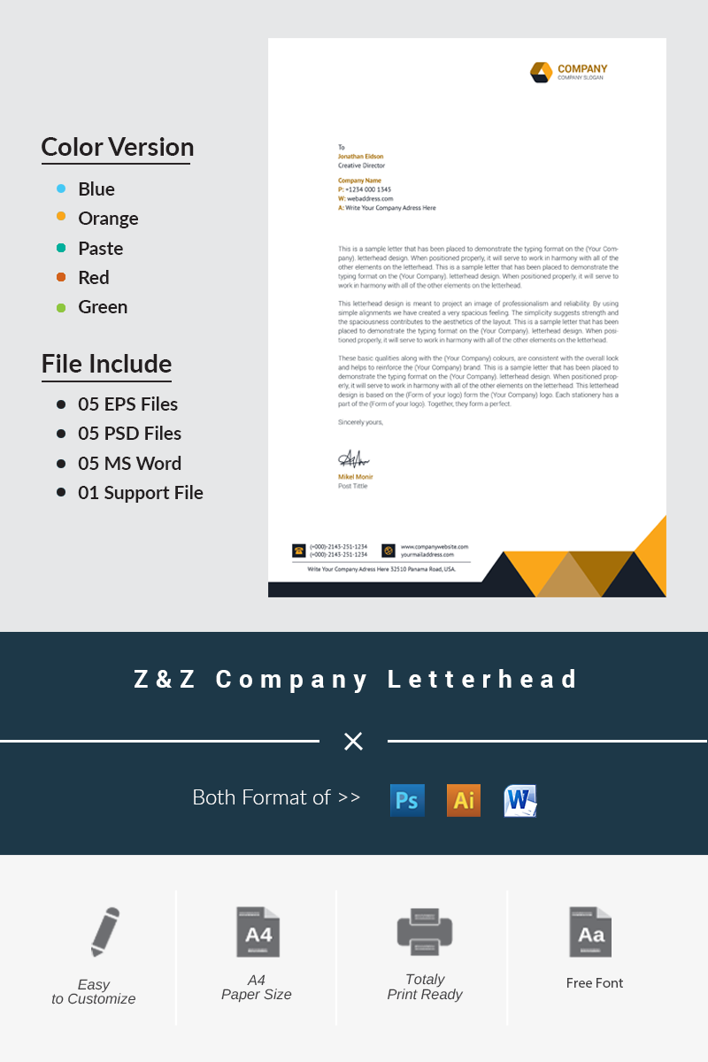 Z&Z Company Letterhead - Corporate Identity Template