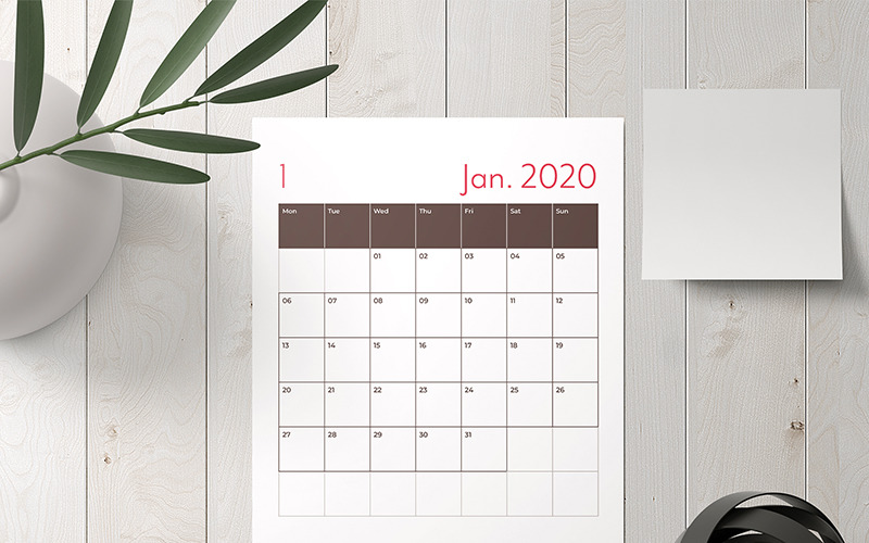 Calendar Layout with Red Accents Planner Corporate Identity
