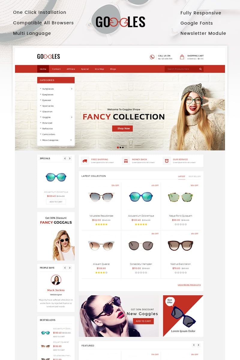 OpenCart Vorlage namens "Googles Store" #86908 - Screenshot
