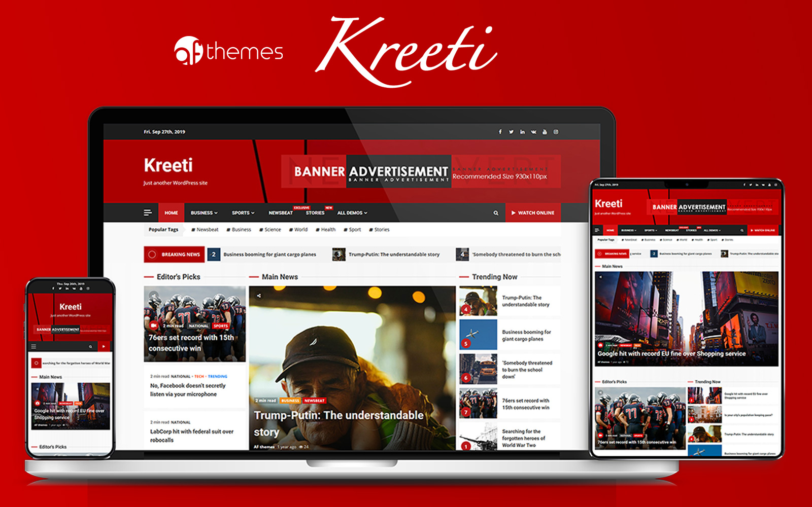 Tema WordPress Responsive #86910 "Kreeti - Clean and Elegant Responsive"