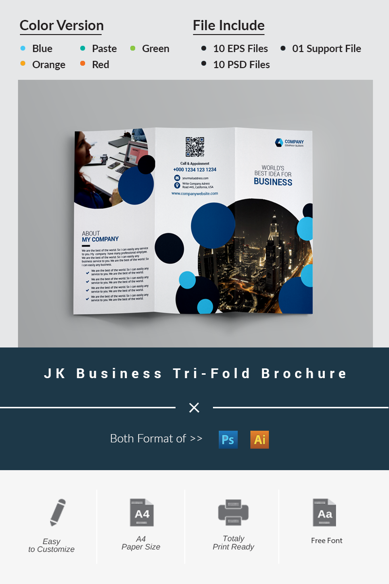 JK Business Tri-Fold Brochure - Corporate Identity Template