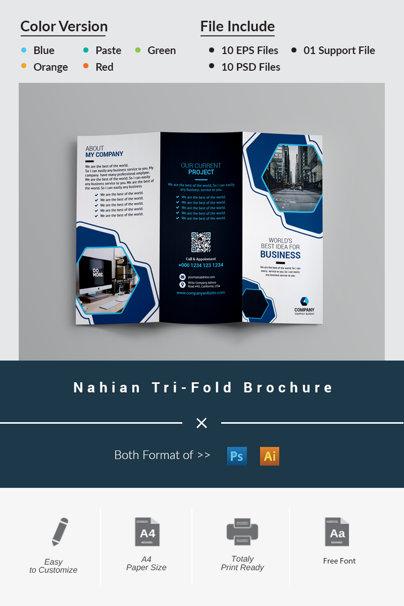 Nahian Tri-Fold Brochure - Corporate Identity Template