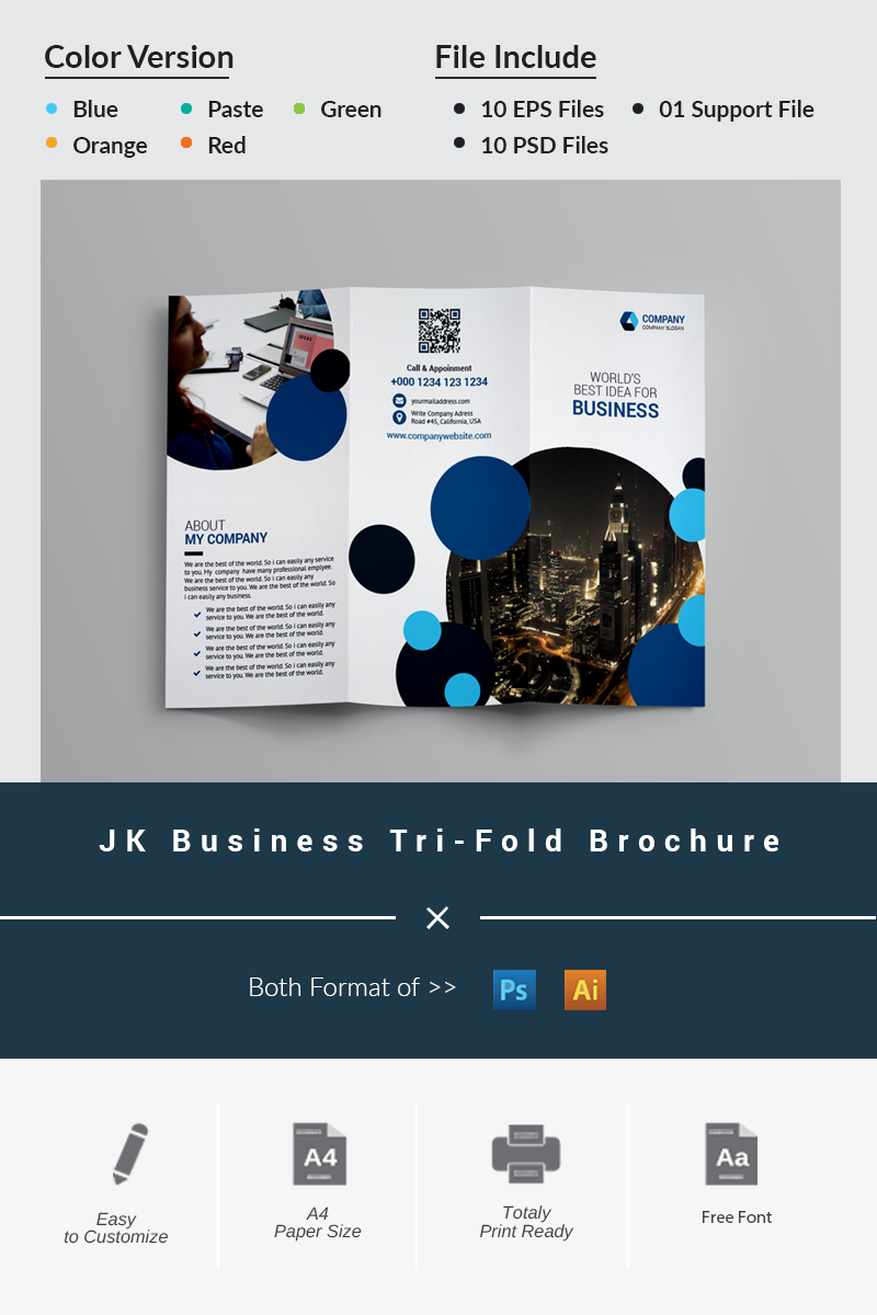 Szablon tożsamości korporacyjnej JK Business Tri-Fold Brochure #87043 - zrzut ekranu