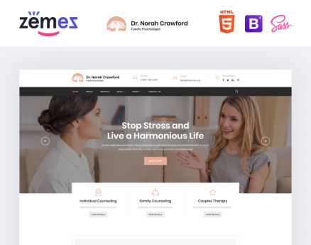 Dr. Norah Crawford - Psychologist Multipage Modern HTML Website Template