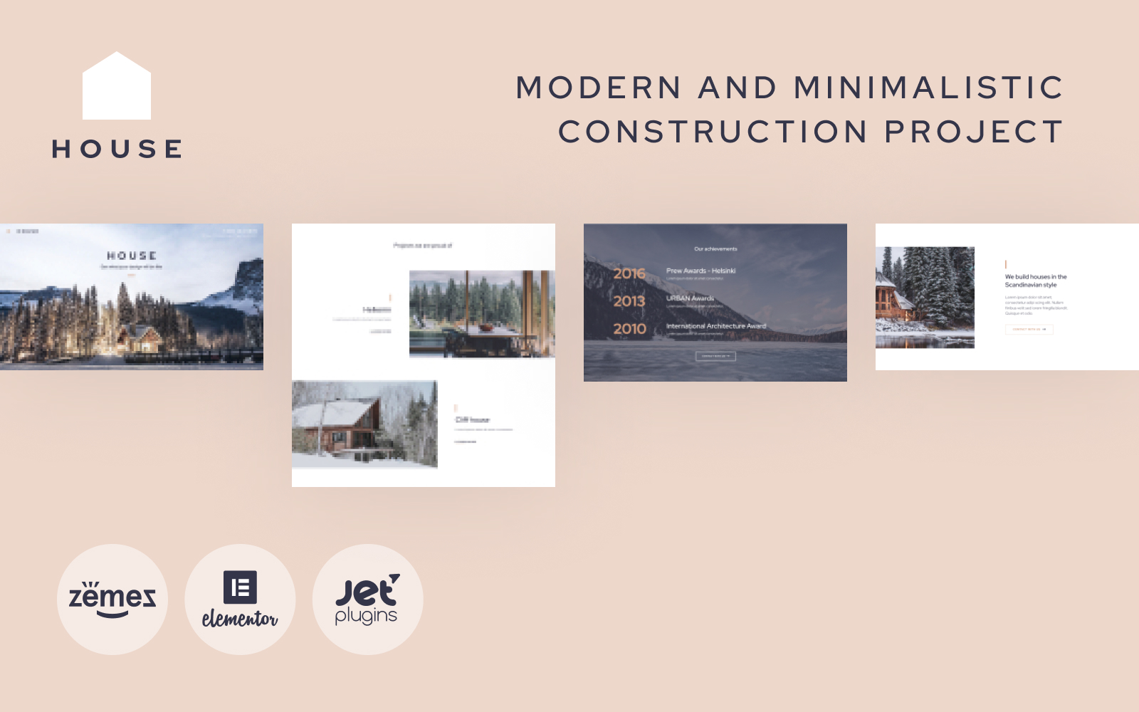 "House - Modern And Minimalistic Construction Project Website" - адаптивний WordPress шаблон №87190