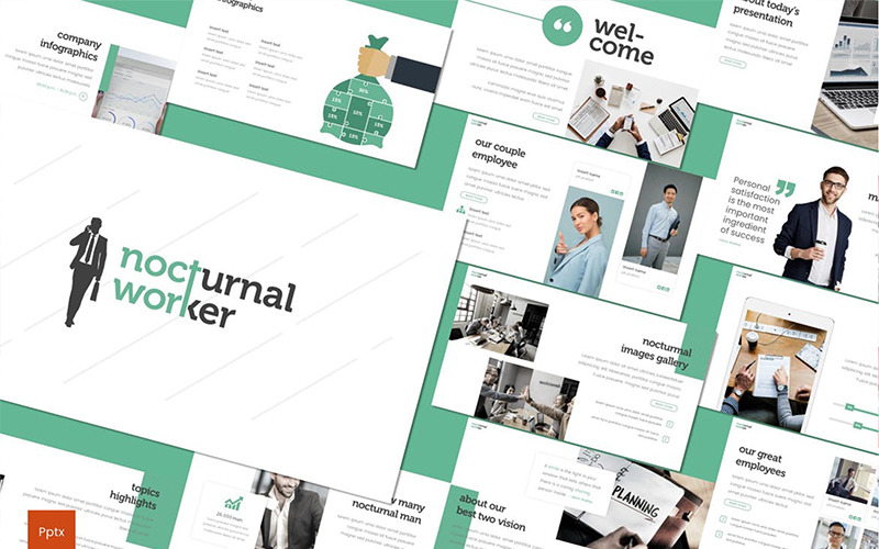 Nocturnal Worker PowerPoint template PowerPoint Template