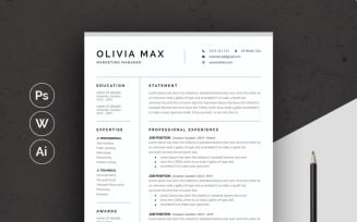 Olivia Max Minimal Resume Template