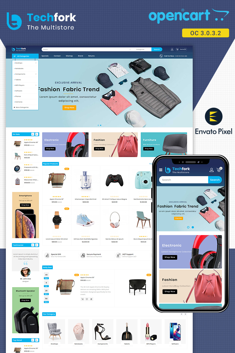OpenCart Vorlage namens "Techfork - Electronics Store" #87169