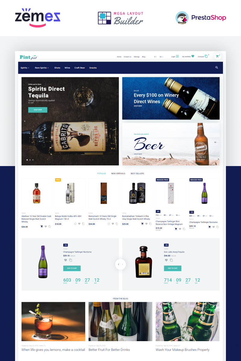 Responsywny szablon PrestaShop PintPot - Drinks and Beverages Store #87171