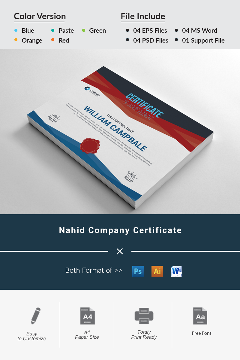 Nahid Company Certificate Template