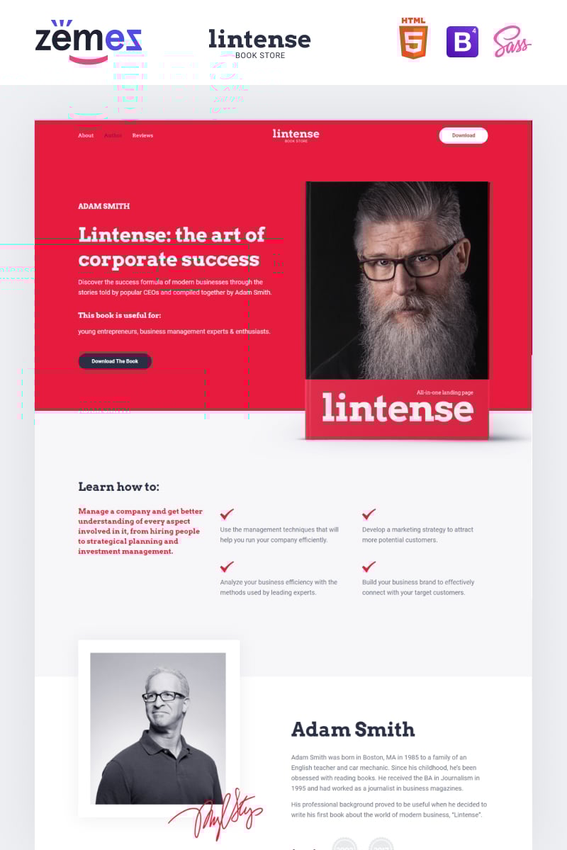 "Lintense Book Store - Writer HTML" Responsive Landingspagina Template №87249 - screenshot