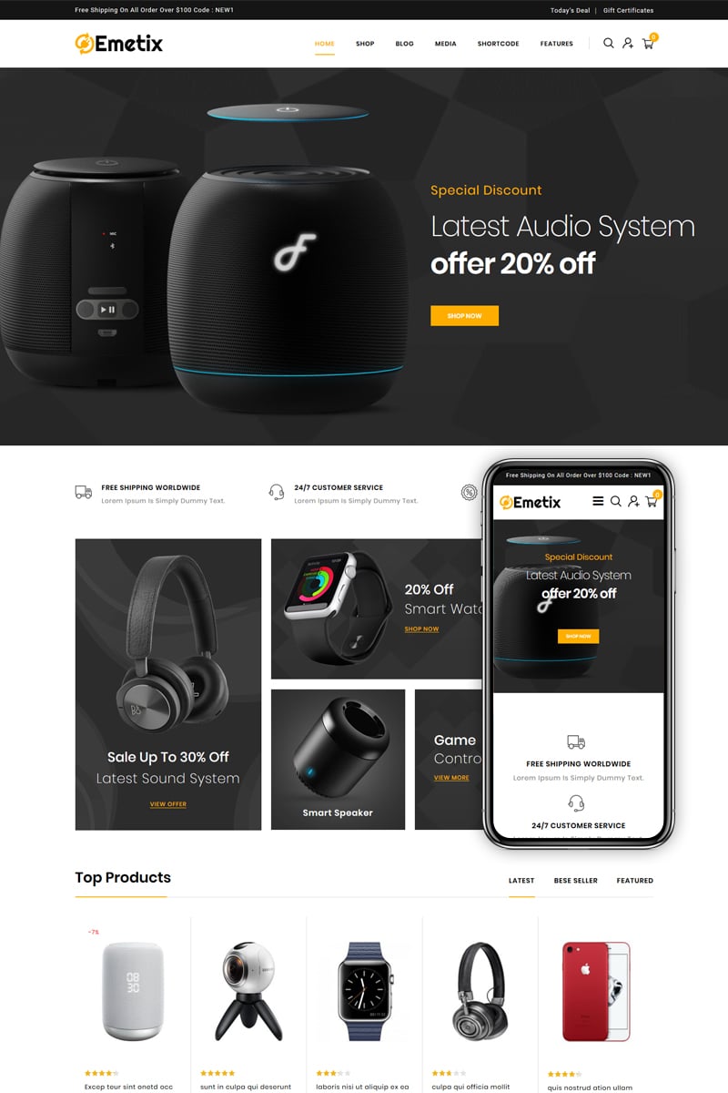 Responsive Emetix - Digital Shop Woocommerce #87221