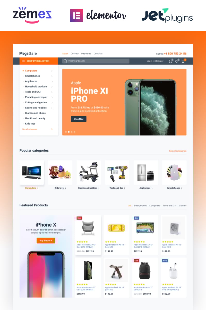 Responsywny motyw WooCommerce MegaSale - Innovative Online ECommerce Super Market #87223 - zrzut ekranu