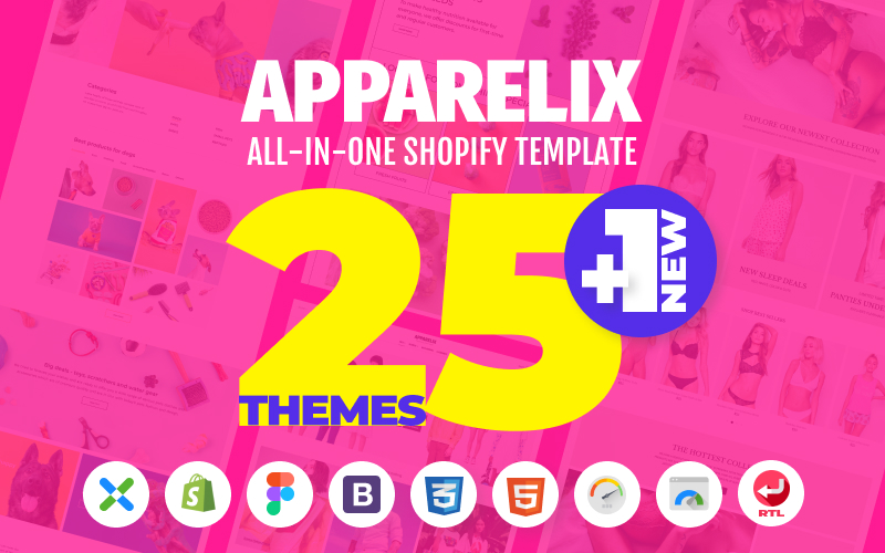 Shopify Theme namens "Apparelix - Clean Multipurpose" #87247
