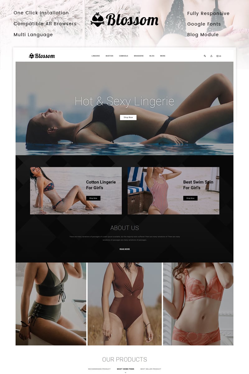 Tema De PrestaShop "Blossom - Lingerie Store" #87260