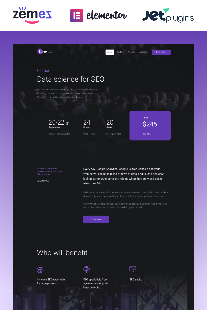 Tema De WordPress "Blitz - Webinar Landing Page Template" #87261 - captura de pantalla